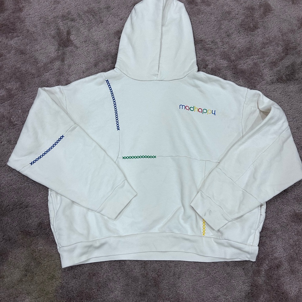 Madhappy x Vans Patchwork Cream Hoodie Size Medium Flawed - Picture 2 of 9